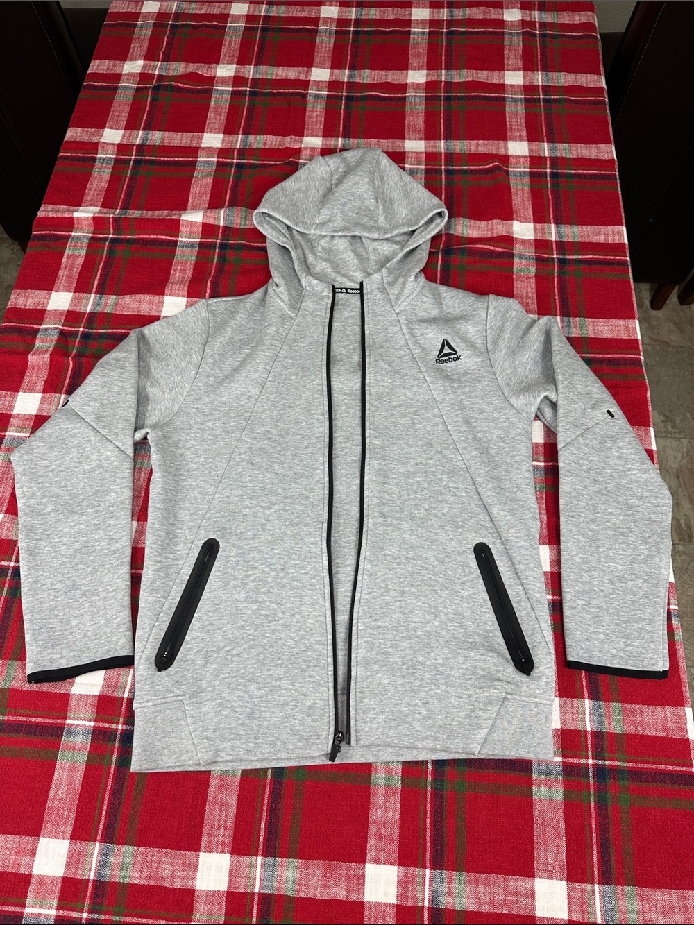 Reebok Light Gray Hooded Full-Zip Jacket